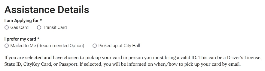 Chicago Gas card application