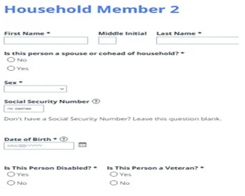 HOusehold member details Tacoma
