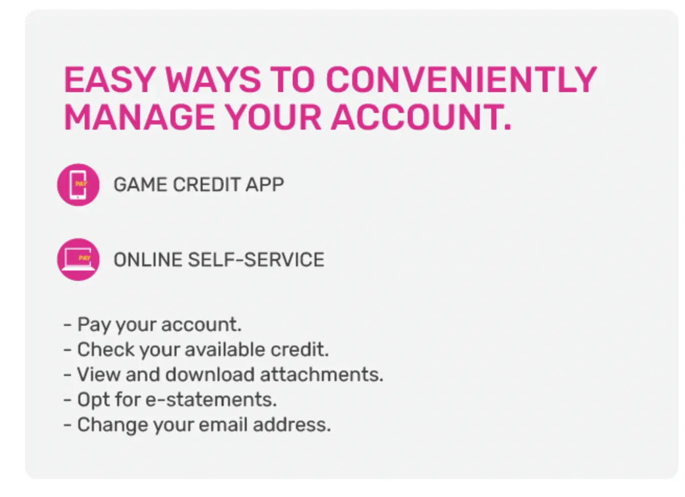 manage your game account